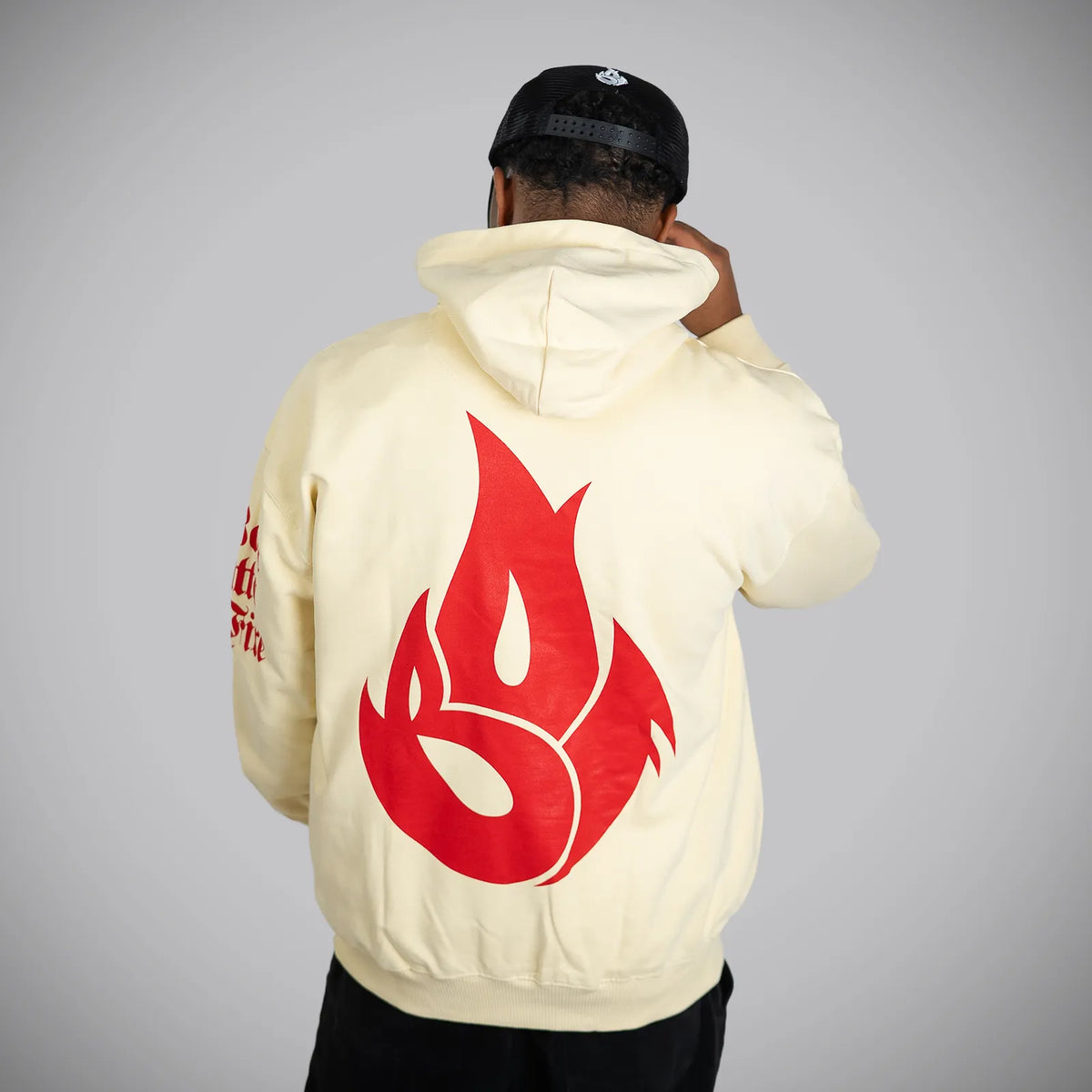 Born Outta Fire Butter and Crimson Hoody Back