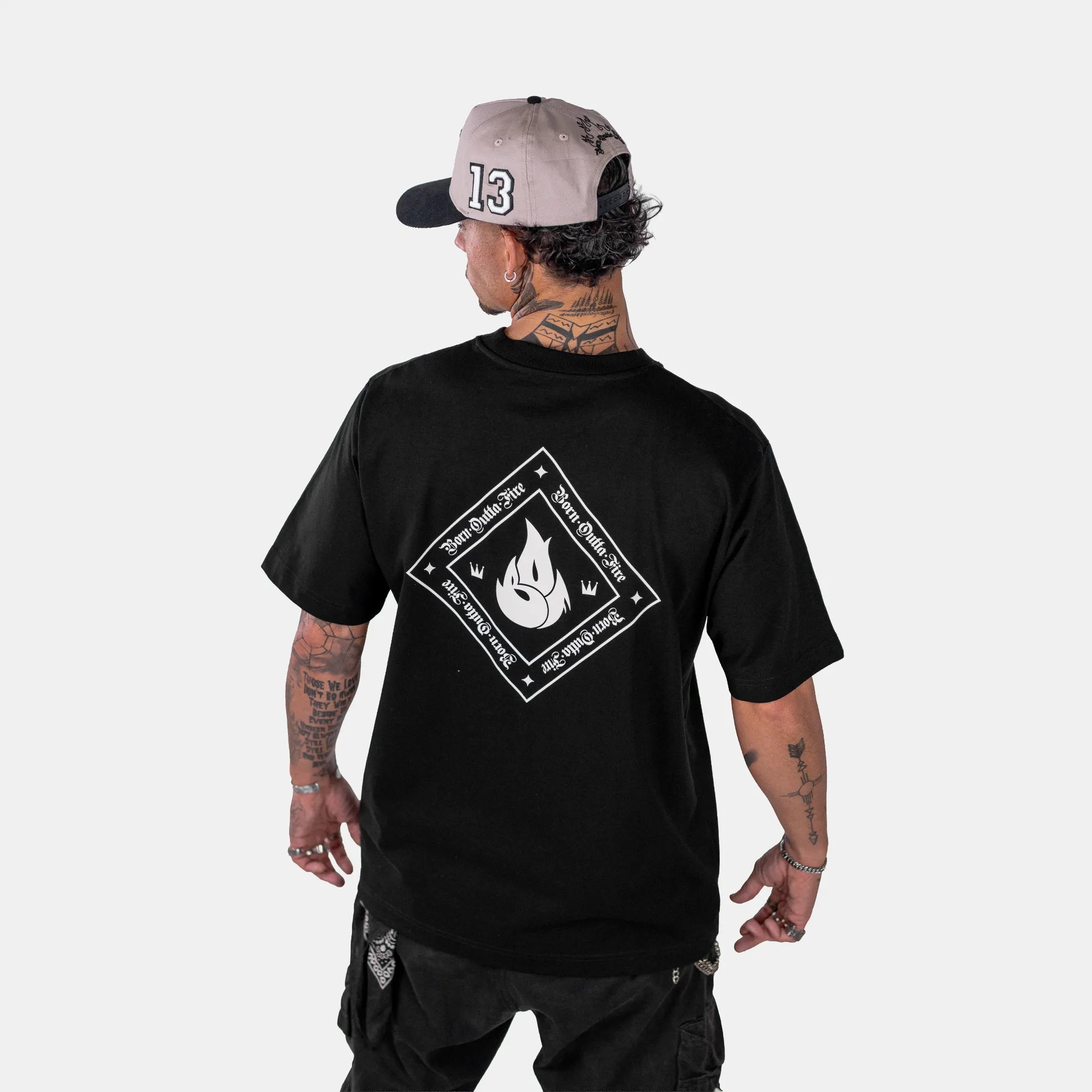 Born Outta Fire Flame Emblem T-Shirt - Black