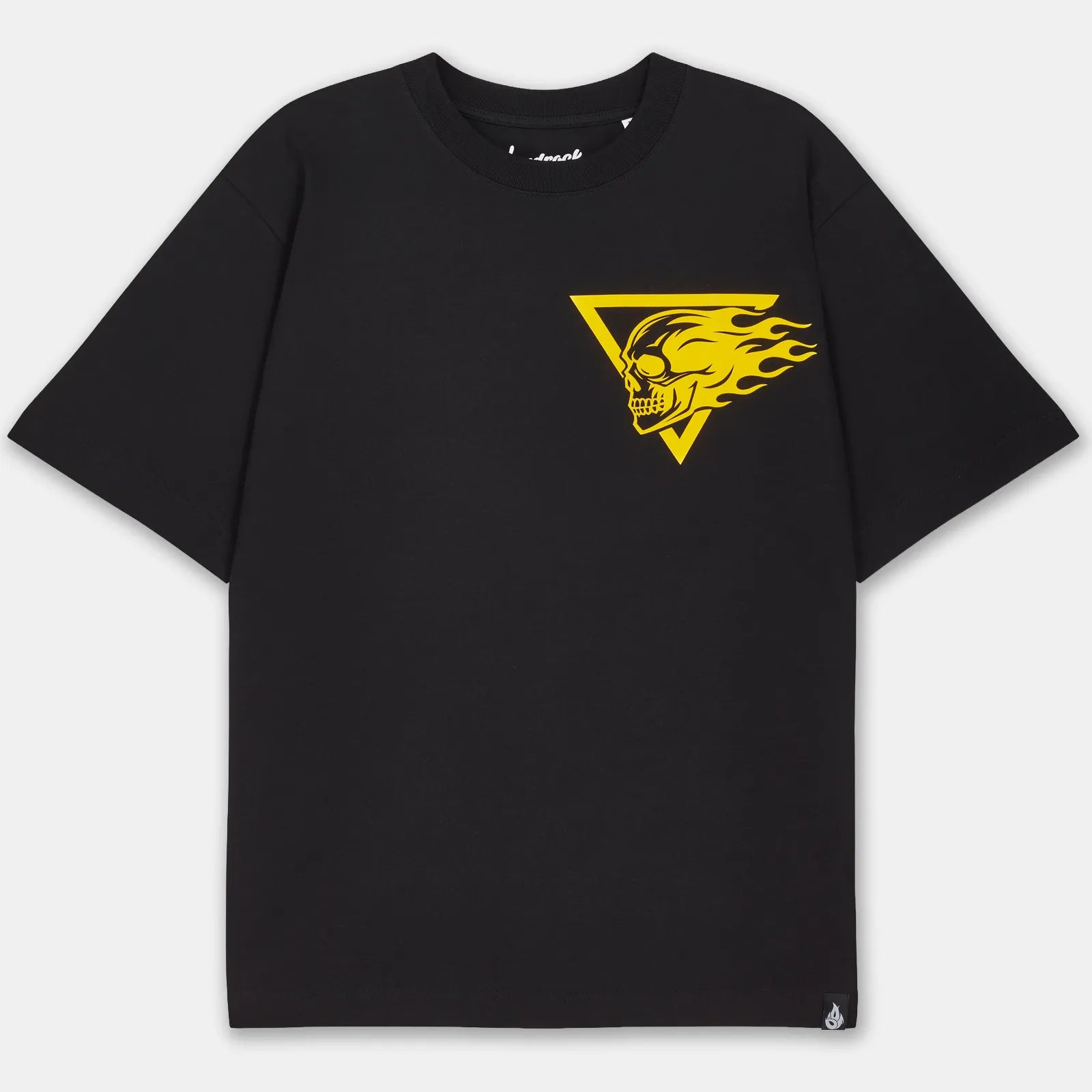 Born Outta Fire Flaming Skull Black T-Shirt - Black/Yellow