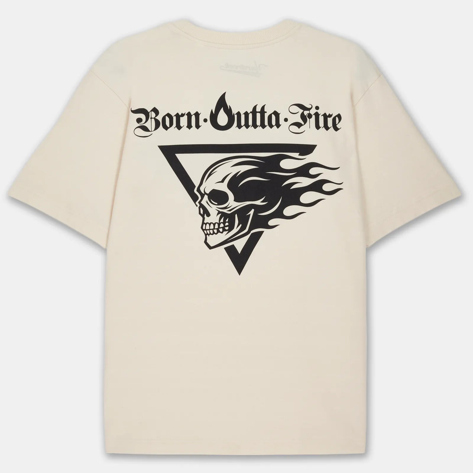 Born Outta Fire Flaming Skull T-Shirt - Natural