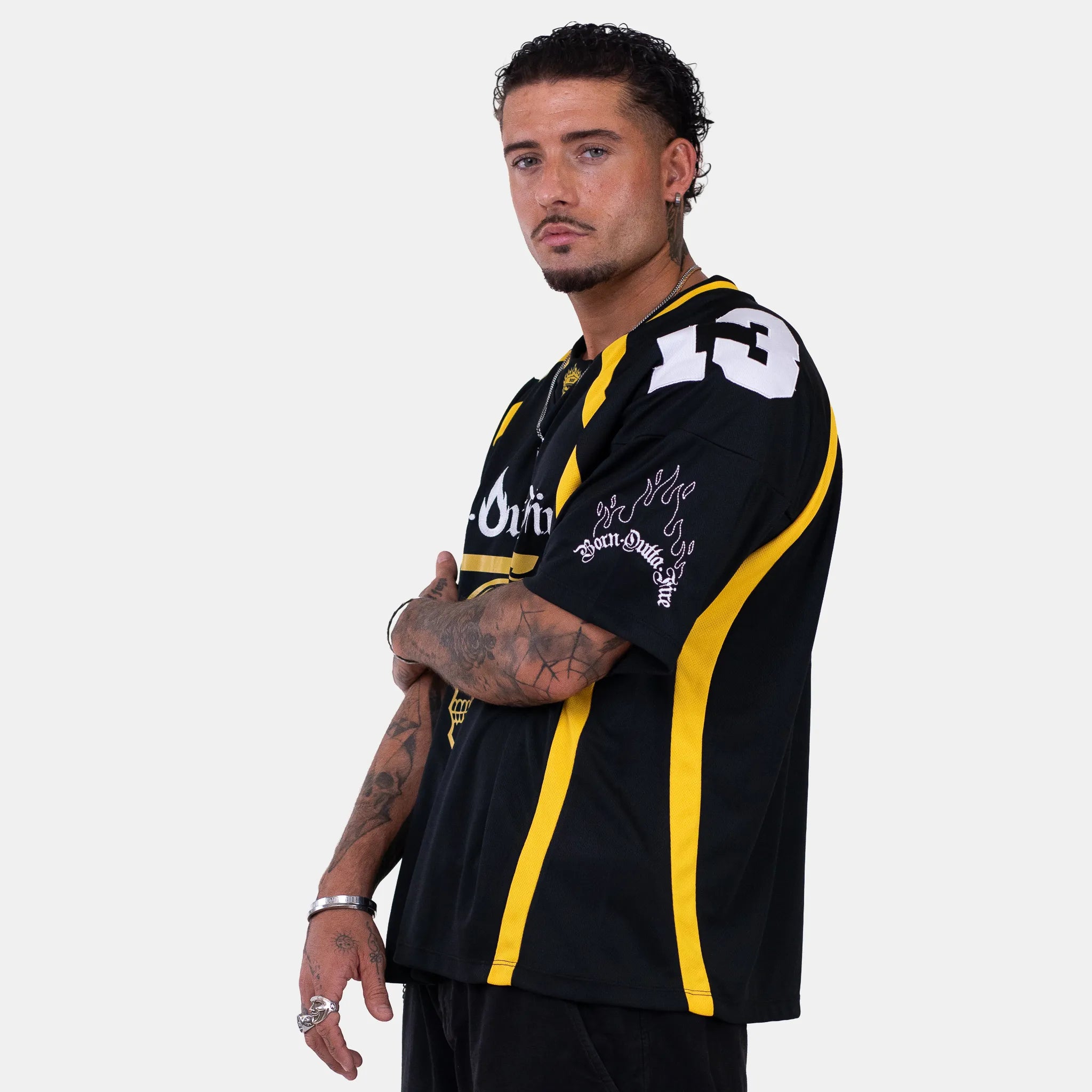 Born Outta Fire American Football Jersey - Black/Yellow