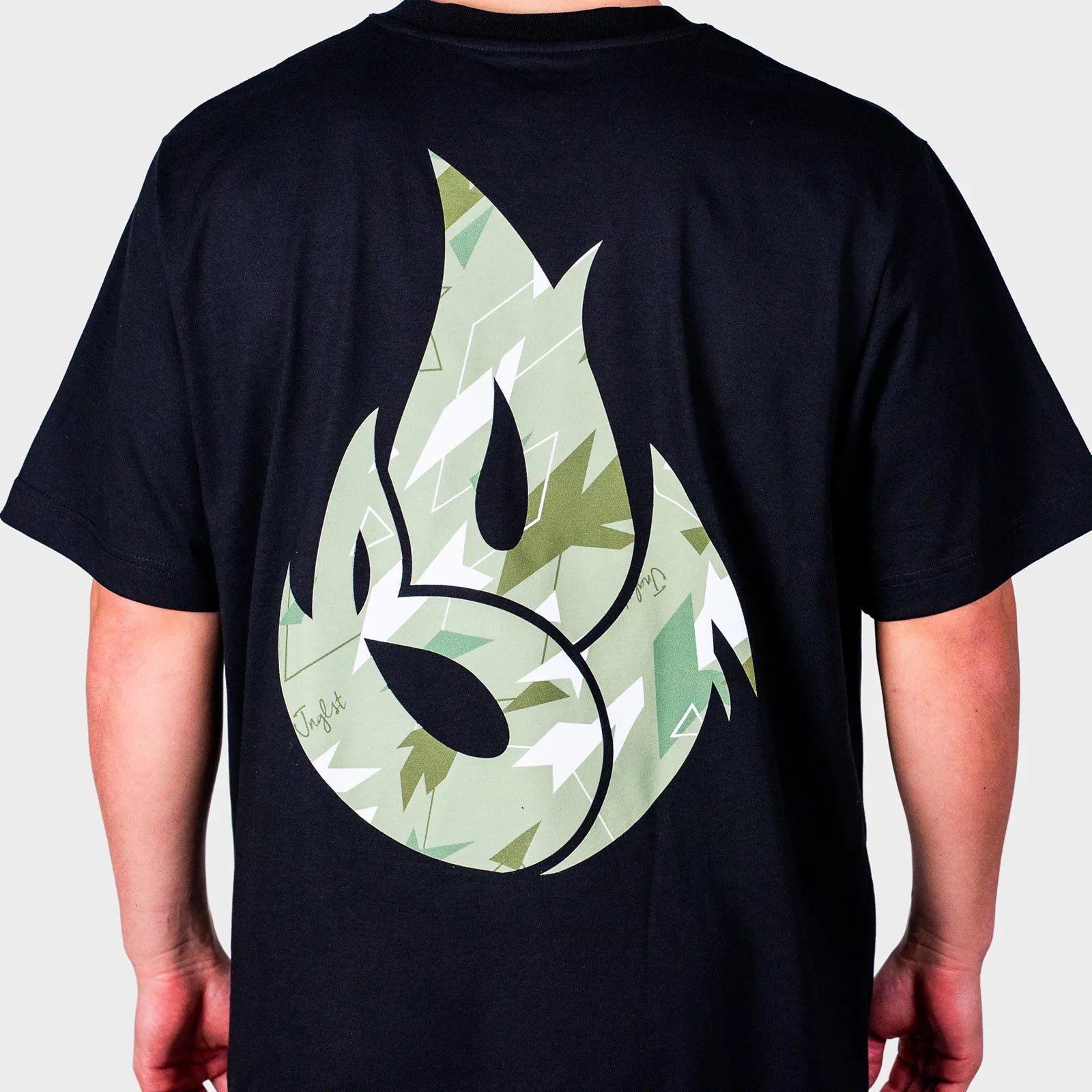 Black BOF X Jnglst Green Camo Fire Relaxed Fit T-Shirt