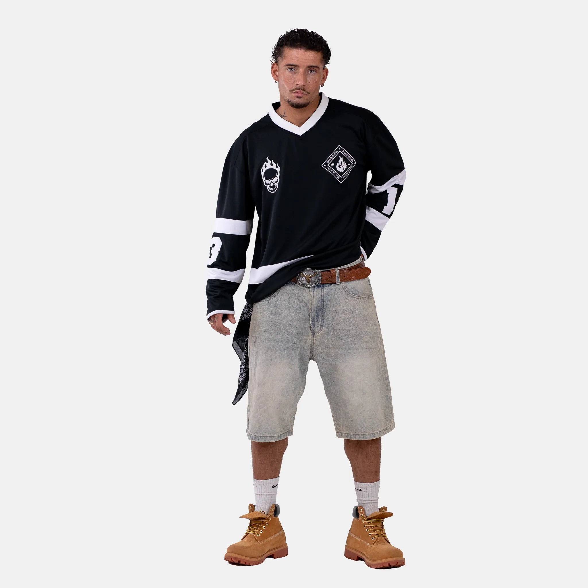 Born Outta Fire Hockey Jersey - Black/White