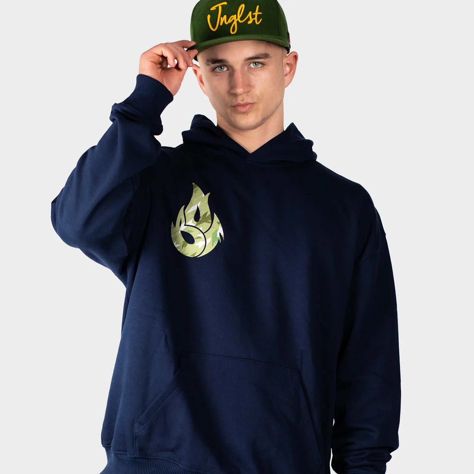 Navy Jnglst X Born Outta Fire Hoody