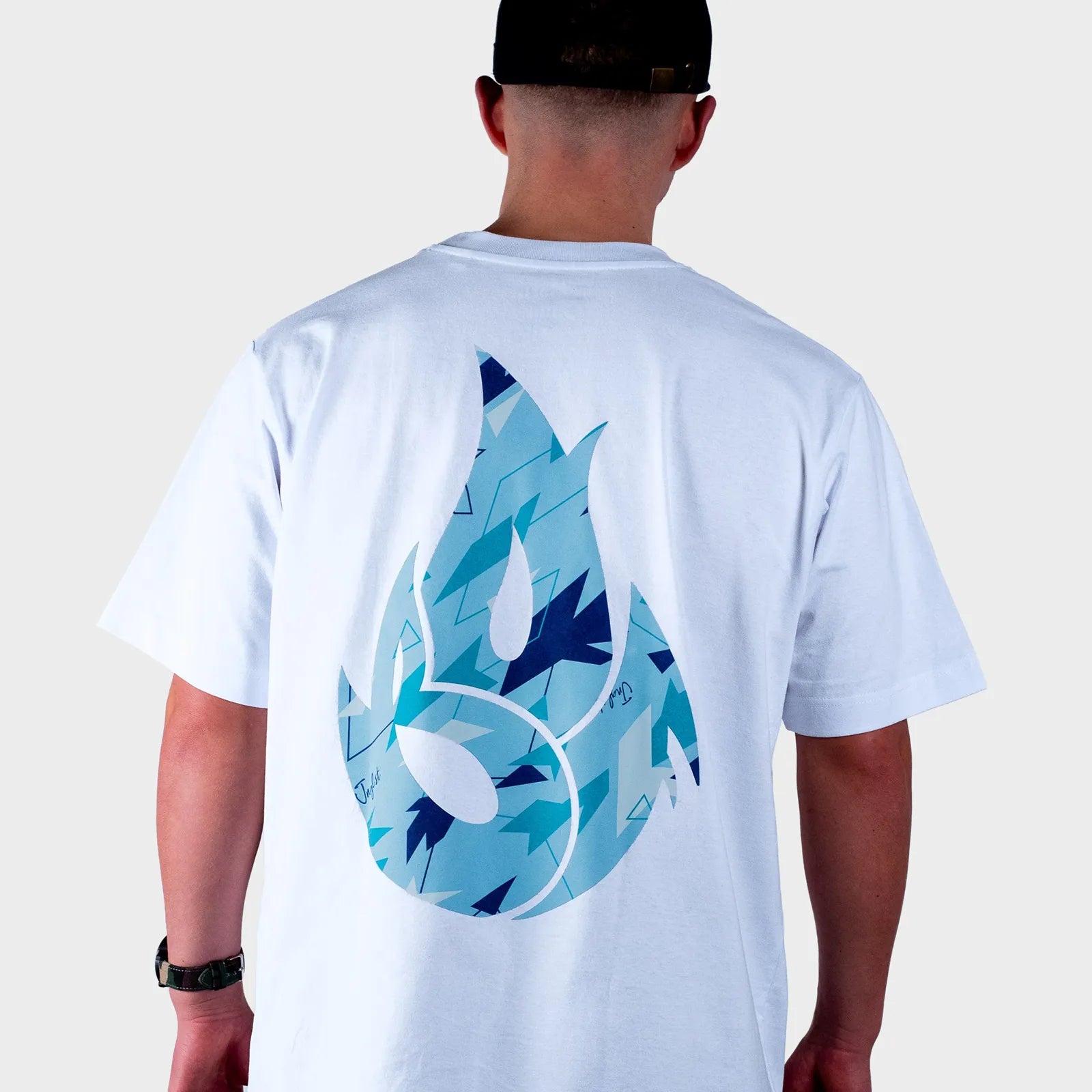 White BOF X Jnglst Blue Camo Fire Relaxed Fit T-Shirt