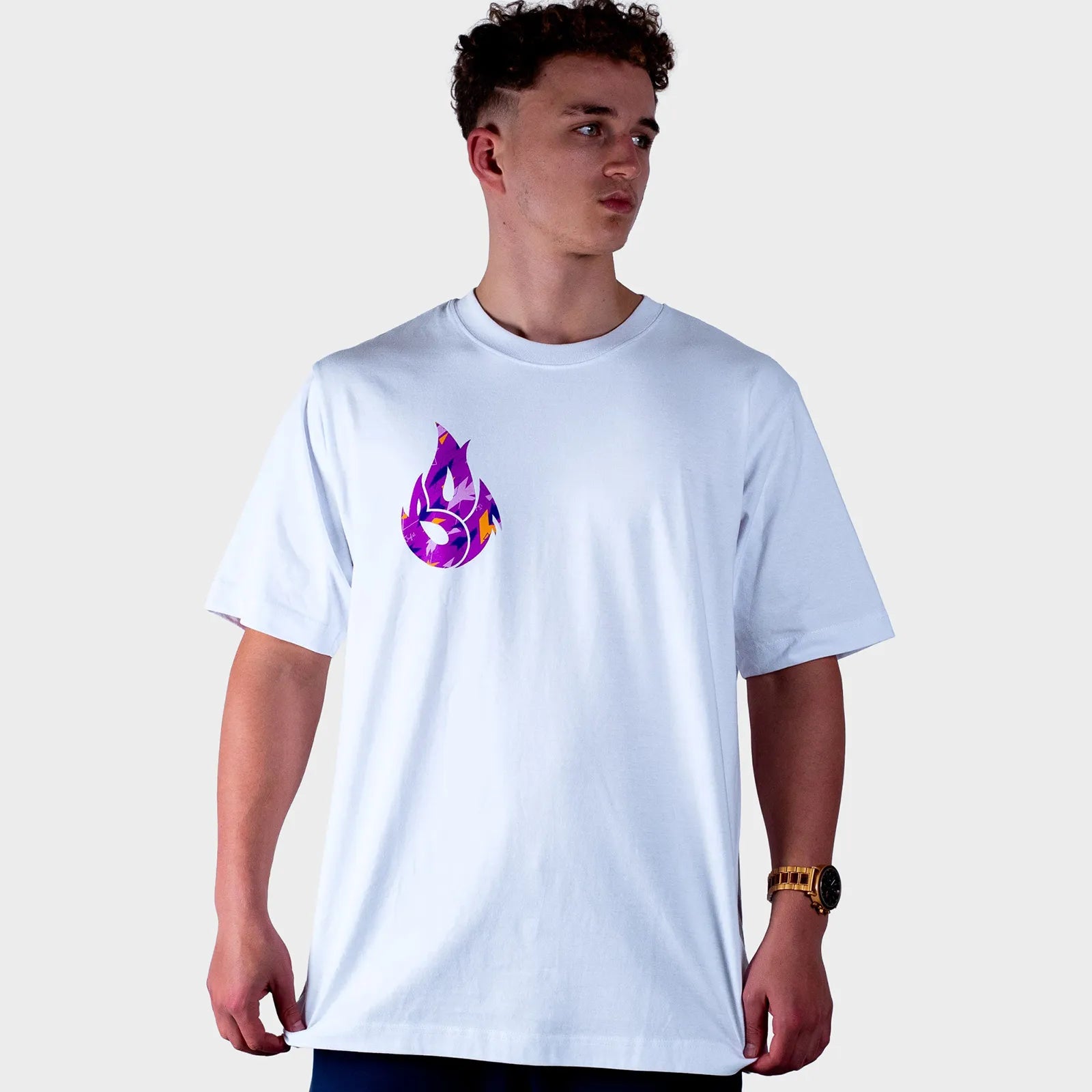 White BOF X Jnglst Purple Camo Fire Relaxed Fit T-Shirt