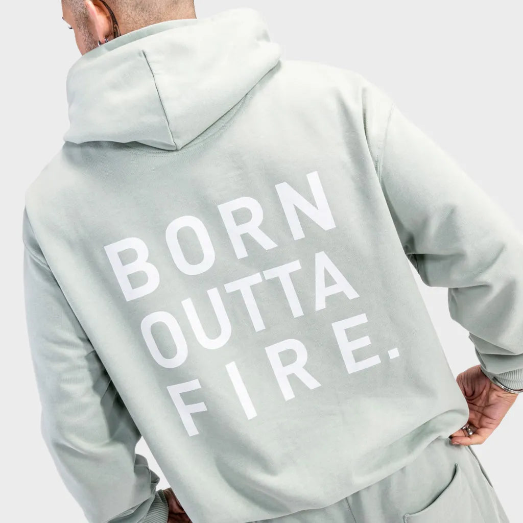 Born Outta Fire Block Aloe Front and Back Print Hoody
