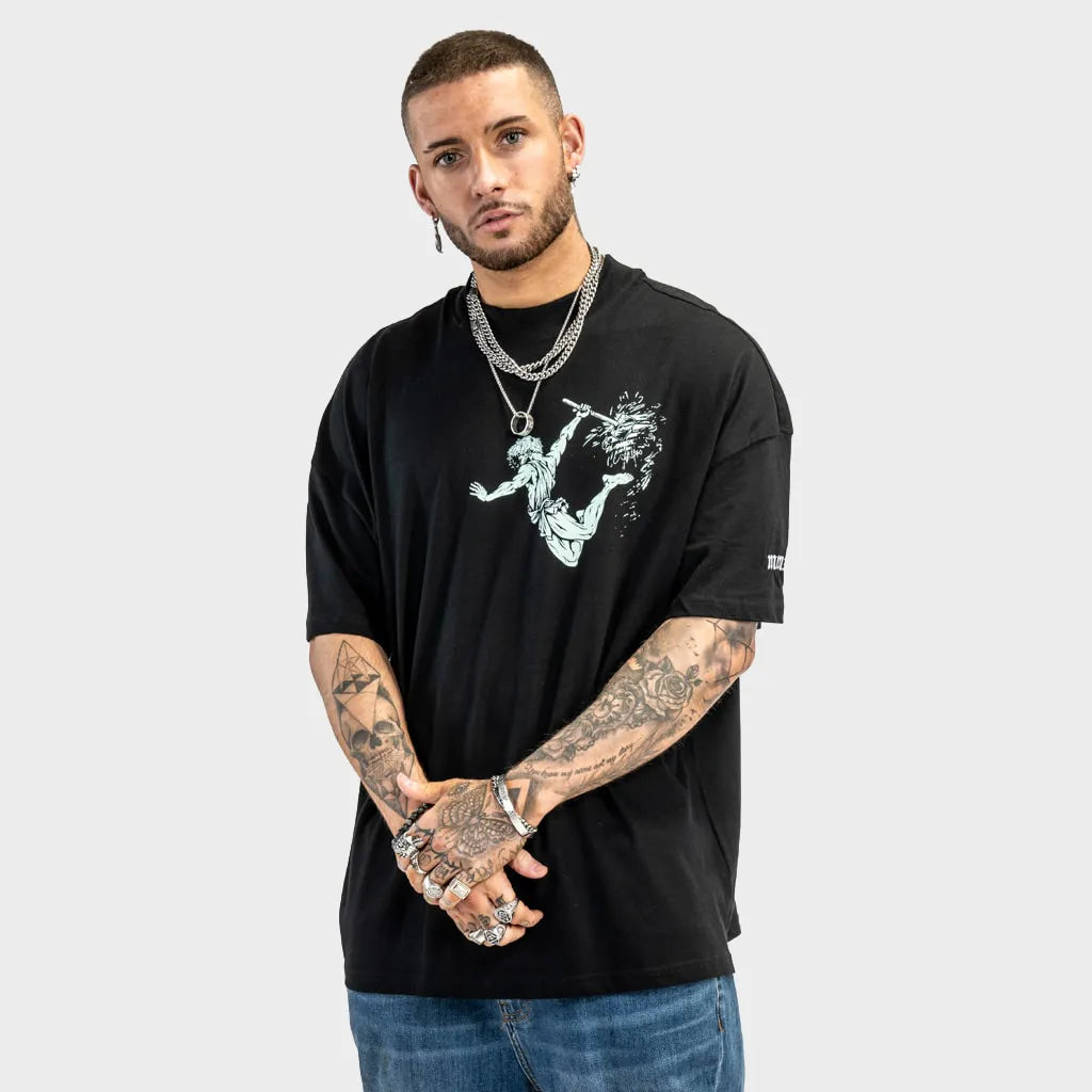 Vulcan God Black Oversized T Shirt Aloe