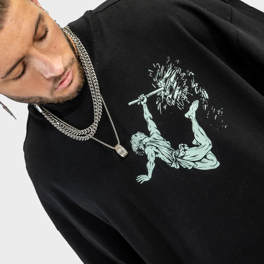 Vulcan God Black Oversized T Shirt Aloe