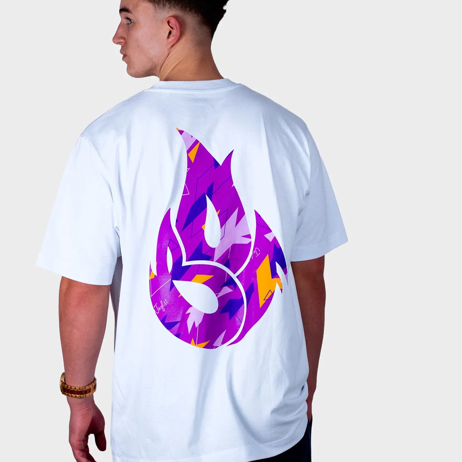 White BOF X Jnglst Purple Camo Fire Relaxed Fit T-Shirt