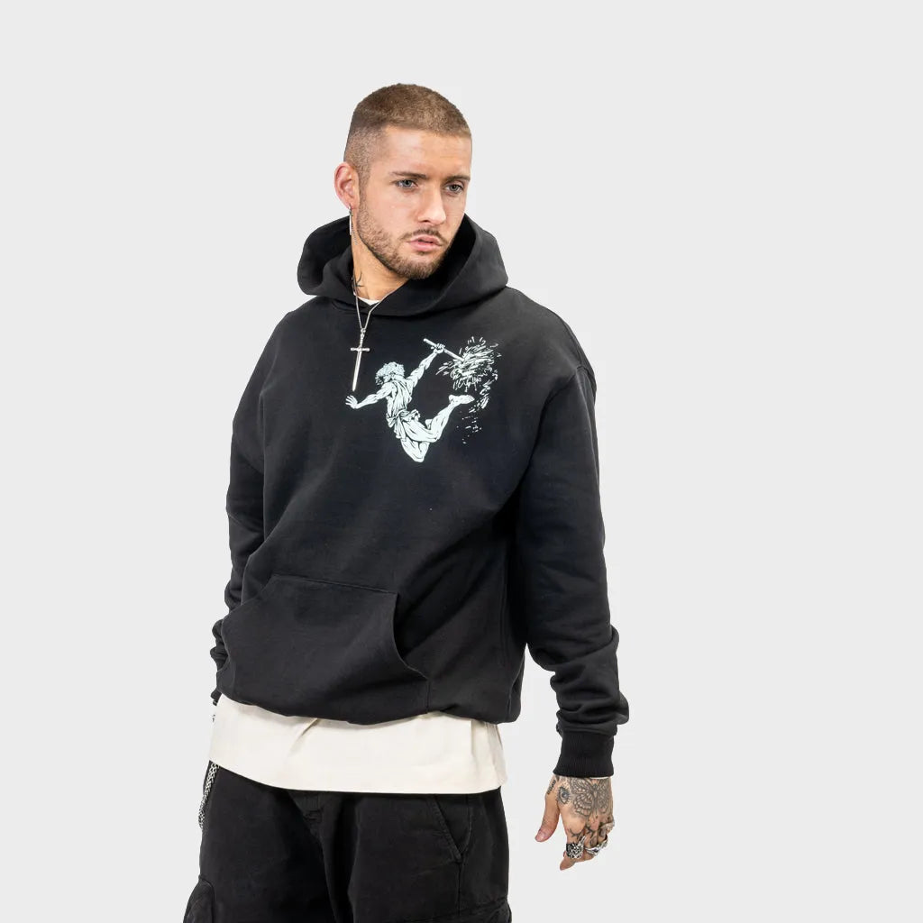 Born Outta Fire Black Vulcan Hoody with Sage Print