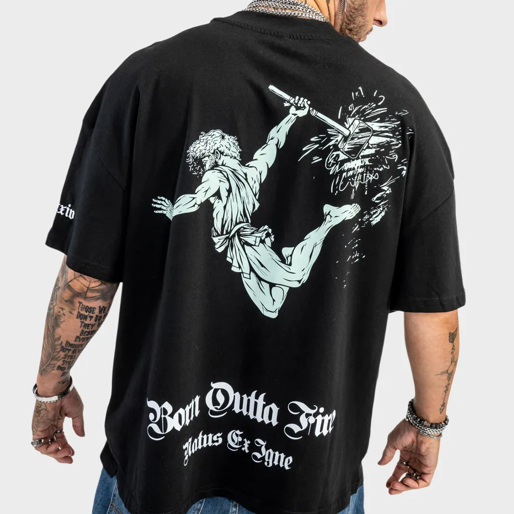 Vulcan God Black Oversized T Shirt Aloe