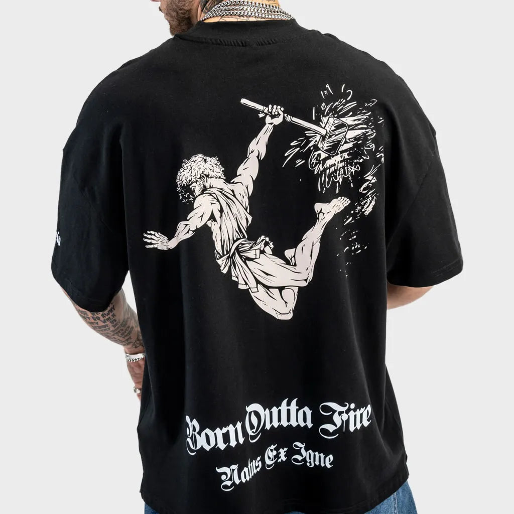 Vulcan God Sand Oversized Black T-Shirt
