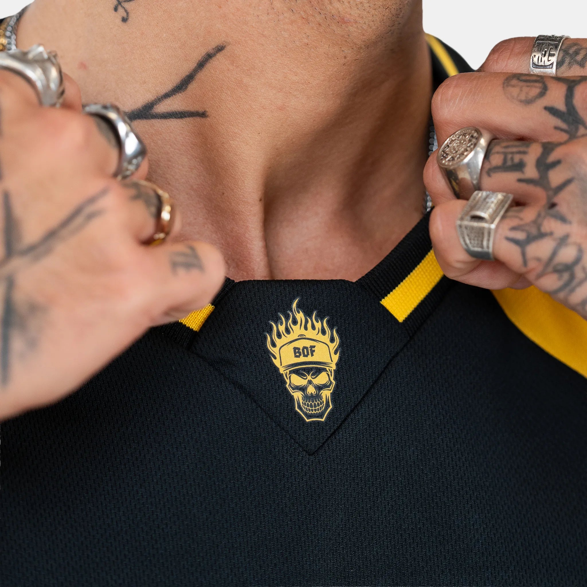Born Outta Fire American Football Jersey - Black/Yellow