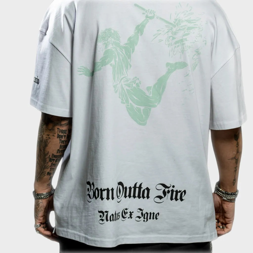 White Vulcan Oversized Aloe God of Fire T-Shirt