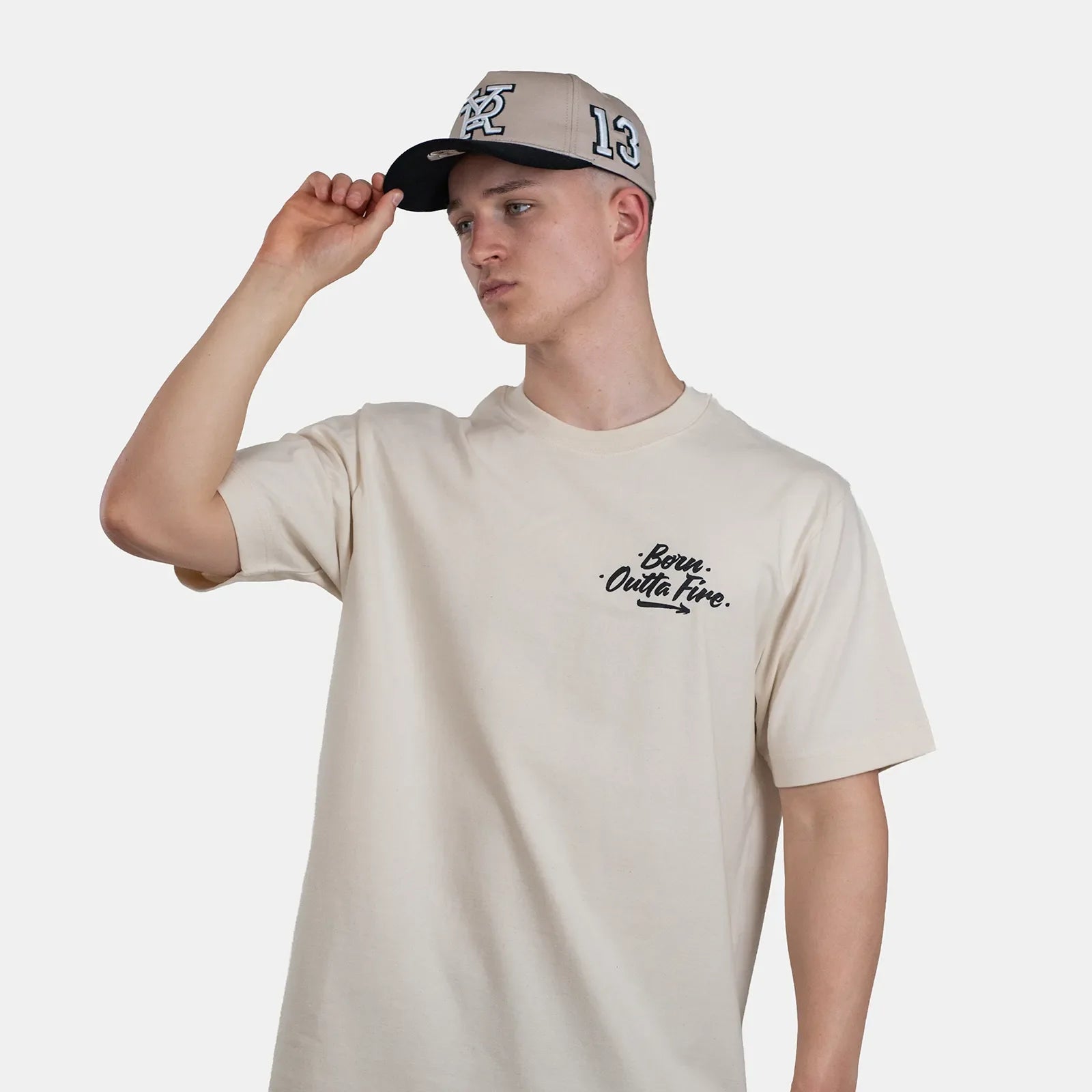 Born Outta Fire Flame Emblem T-Shirt - Natural