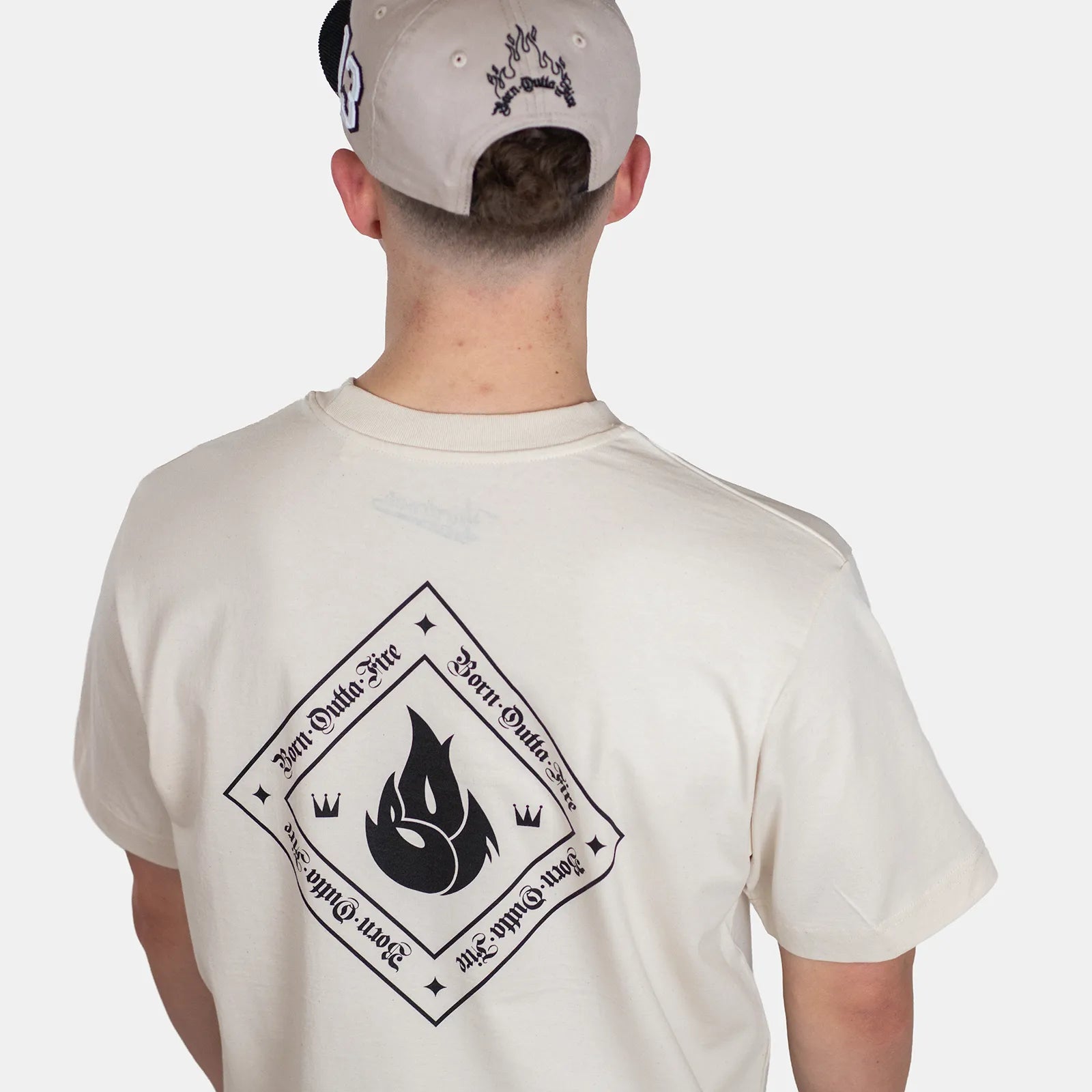 Born Outta Fire Flame Emblem T-Shirt - Natural