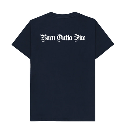 Navy blue Born Outta Road T Shirt from back