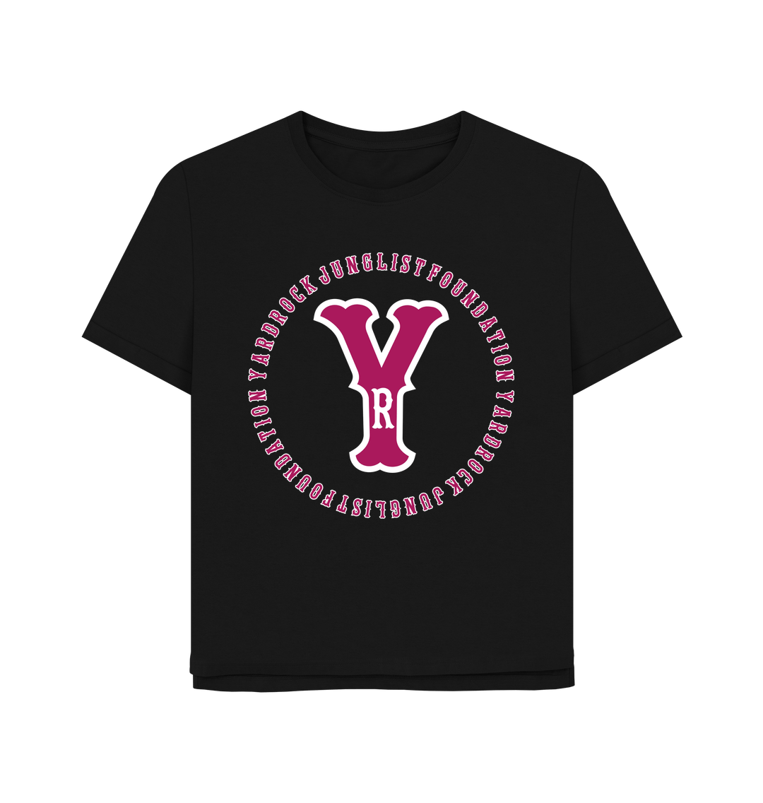 Black YR Vintage Pink and White Relaxed Fit Women's T-Shirt