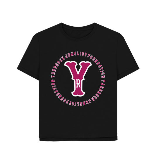 Black YR Vintage Pink and White Relaxed Fit Women's T-Shirt