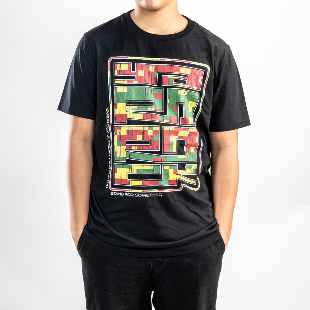 Close up of Colour Block Rock Junglist T Shirt