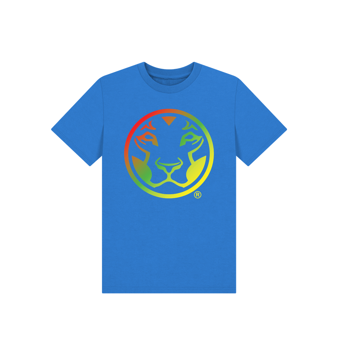 Bright Blue Printed Kids T-Shirt Front