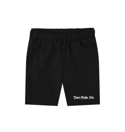 Black Printed Mens Shorts Front