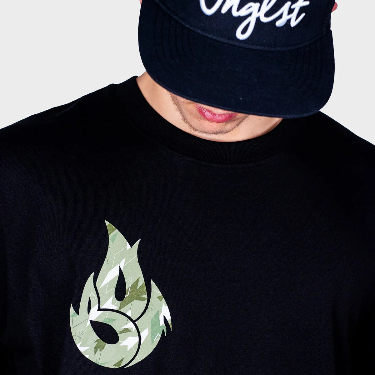 Black BOF X Jnglst Green Camo Fire Relaxed Fit T-Shirt