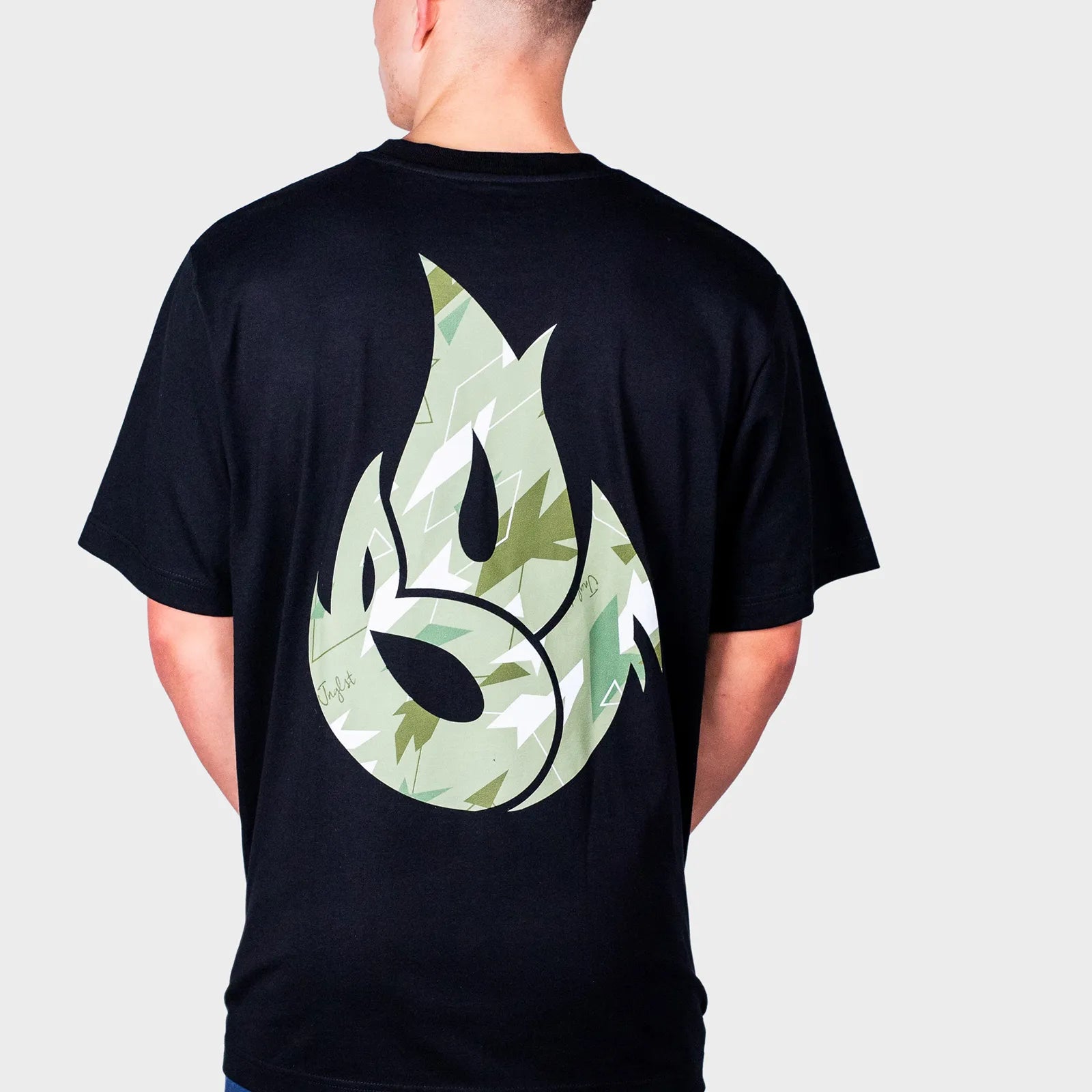 Black BOF X Jnglst Green Camo Fire Relaxed Fit T-Shirt