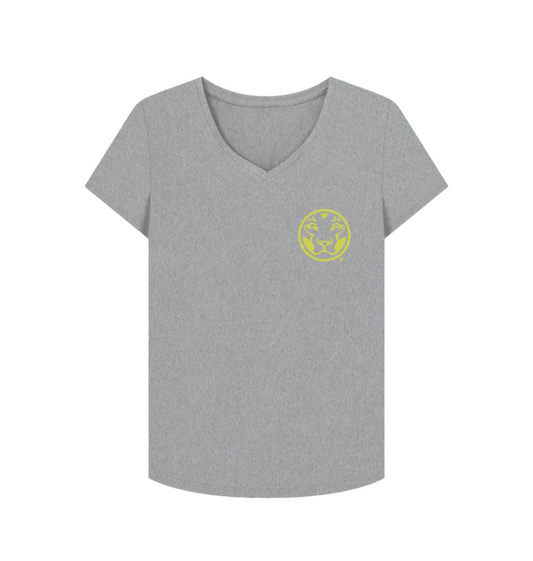 Athletic Grey Yardrock Lion 2024 Women's V Neck T-Shirt