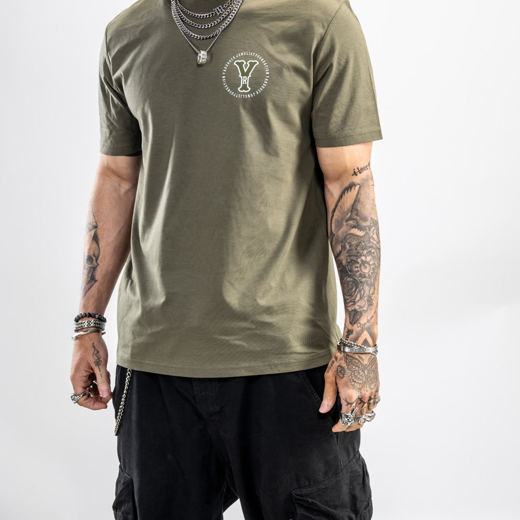 army green junglist drum and bass t shirt