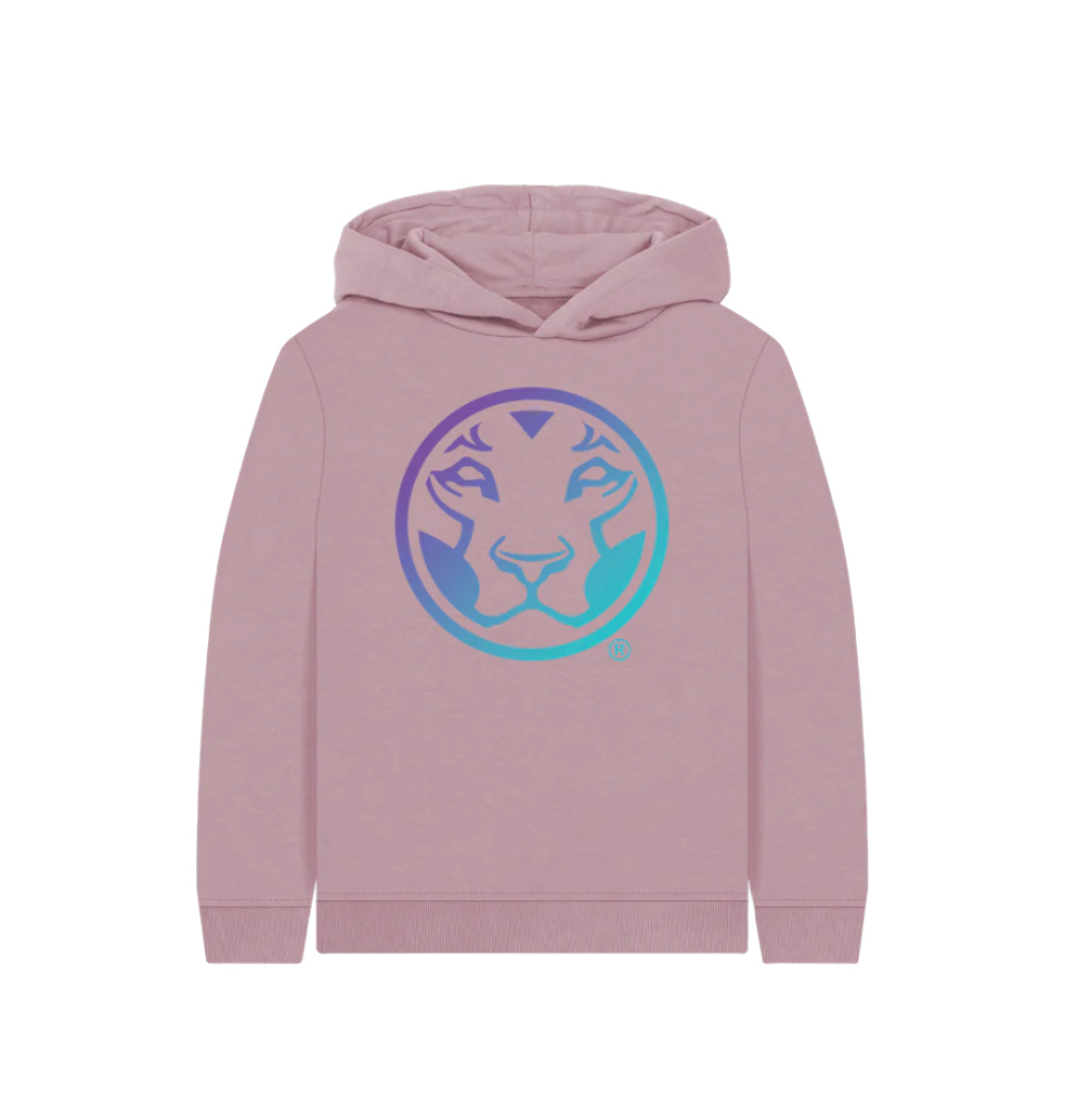 Mauve Kids Pullover Hoody with Purple Fade Lion