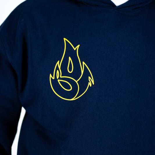 Navy Born Outta Fire Yellow Flame Hoody