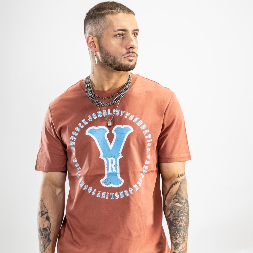 Distressed front print vintage look streetwear