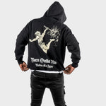 Born Outta Fire Black Vulcan Hoody with Beige Print