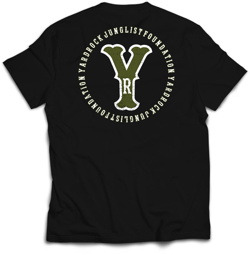 Back print Khaki on Black T Shirt