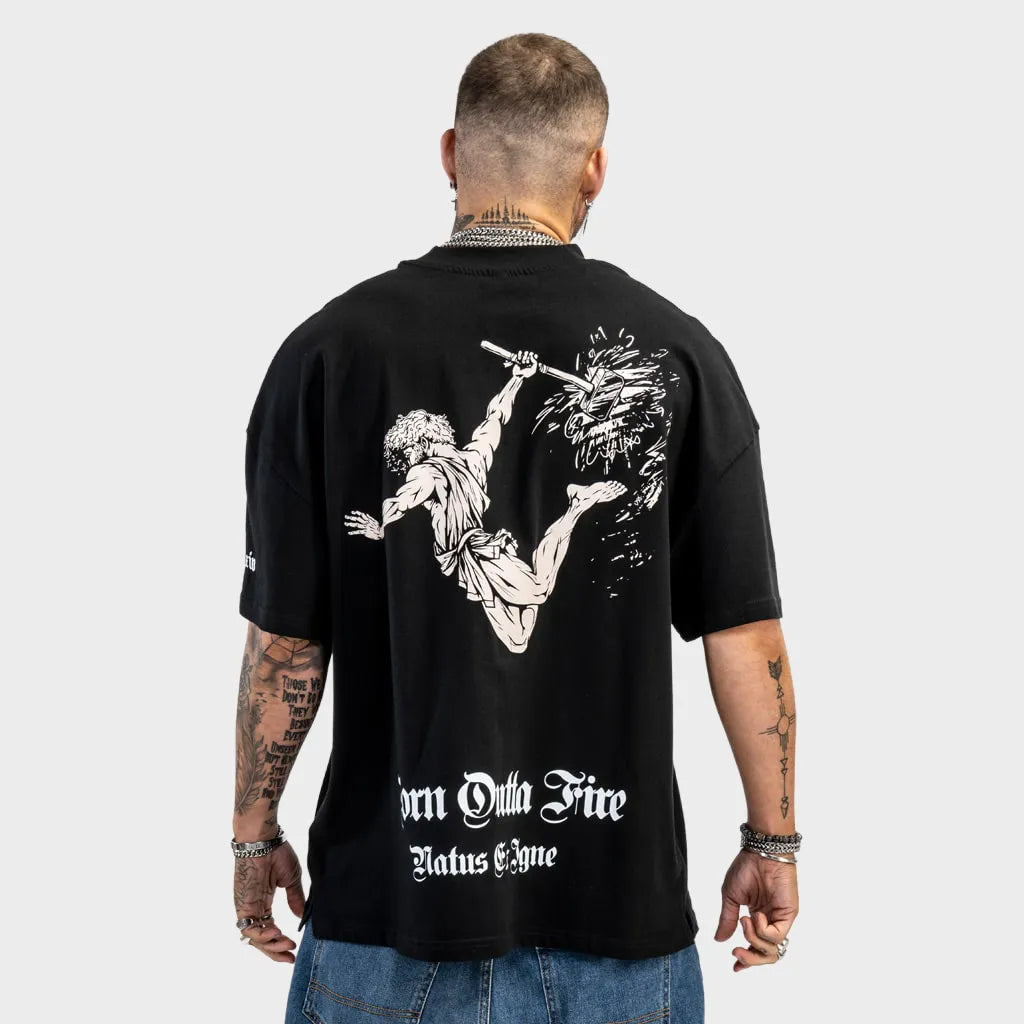 Vulcan God Sand Oversized Black T-Shirt