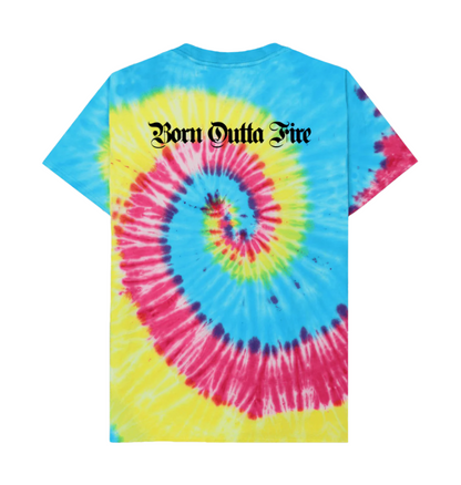 Tie Dyed Hippy Born Outta Fire T Shirt back