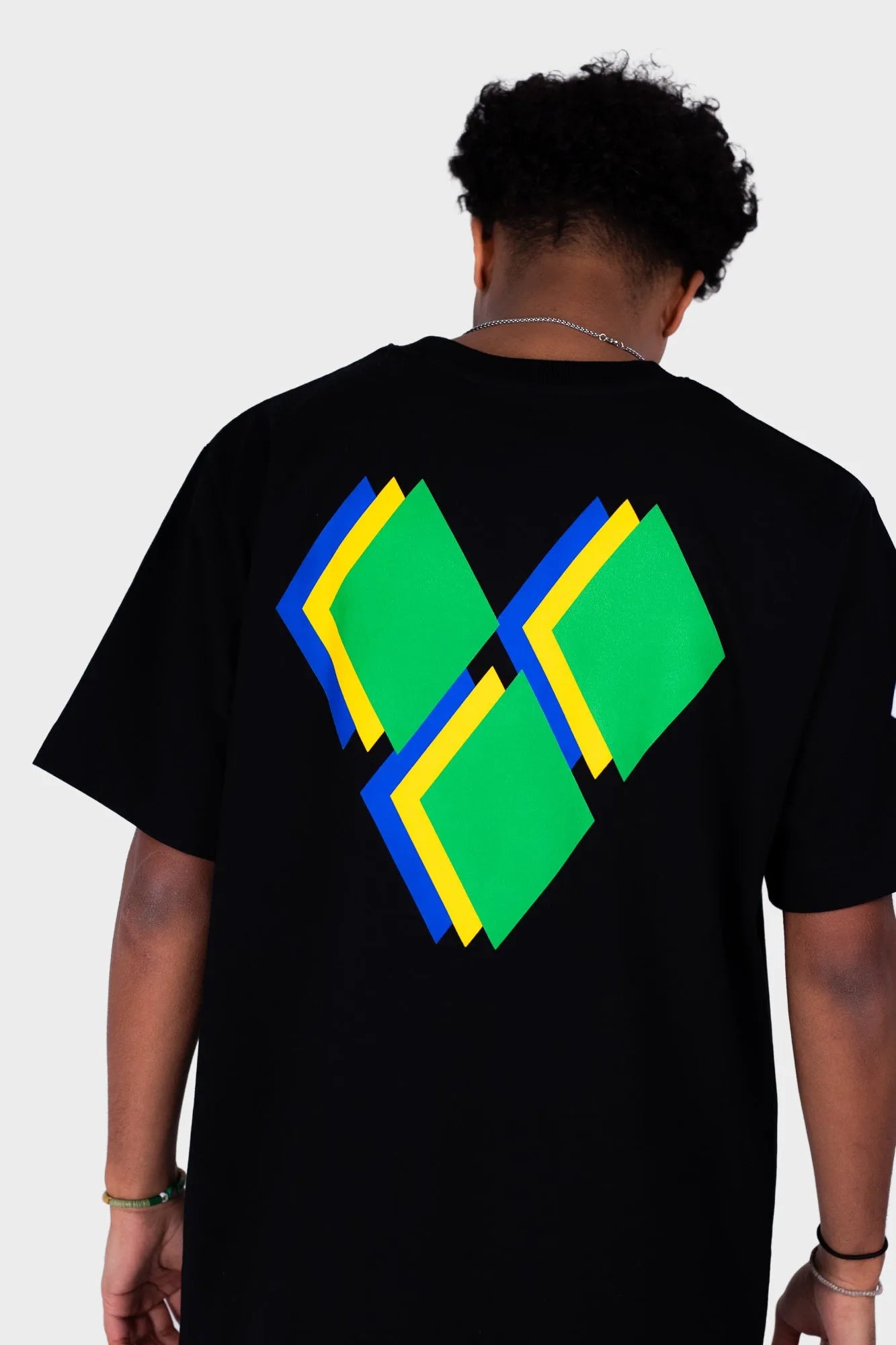 Black Relaxed Fit Diamonds T-Shirt