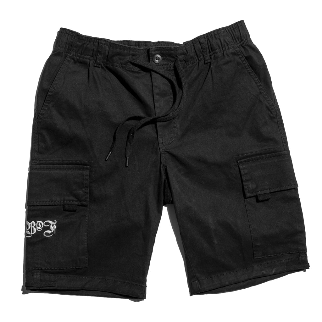 Black Yardrock Cargo Shorts for Junglists