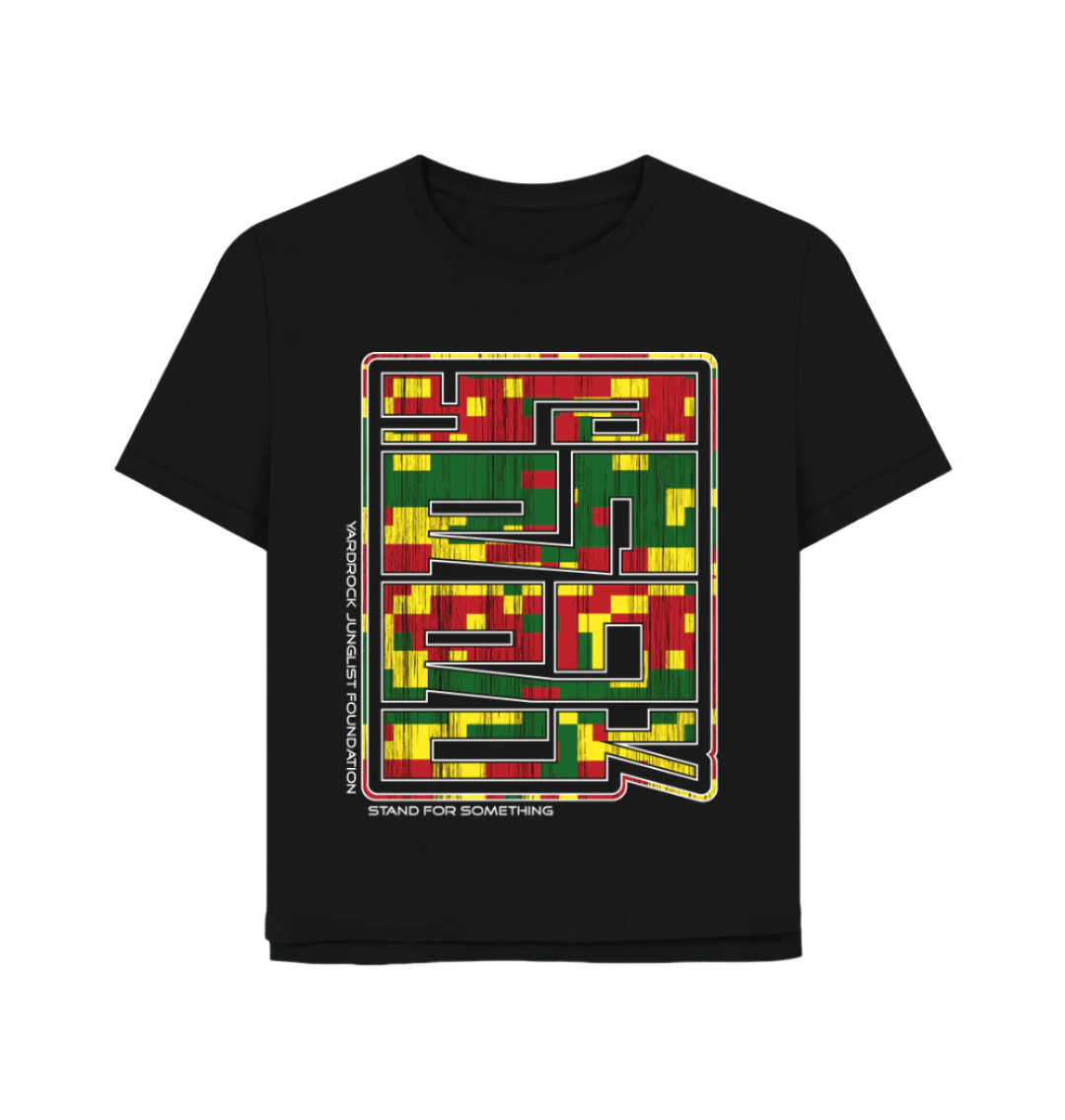 Black Yardrock Colour Block Rock Women's Relaxed Fit Tee