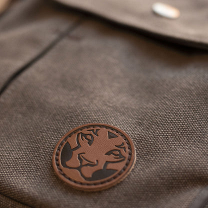 Yardrock Patch on Front of Grey Junglist DJ Man Bag